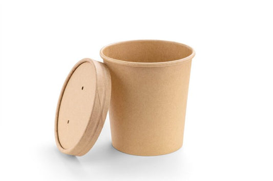 Paper Soup Cup & Lid - Kraft
