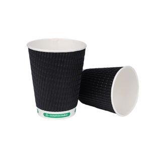 Biodegradable Kraft & Black Triple Wall Cups, 4,8,12 & 16 Oz (500 Units)