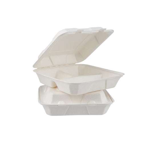 Bagasse Biodegradable Multi Compartment Clam Shell Box