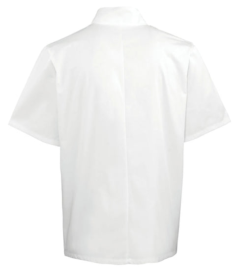 Unisex White Short Sleeve Stud Front Chef's Jacket