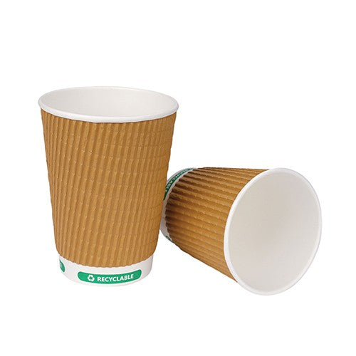 Biodegradable Kraft & Black Triple Wall Cups, 4,8,12 & 16 Oz (500 Units)